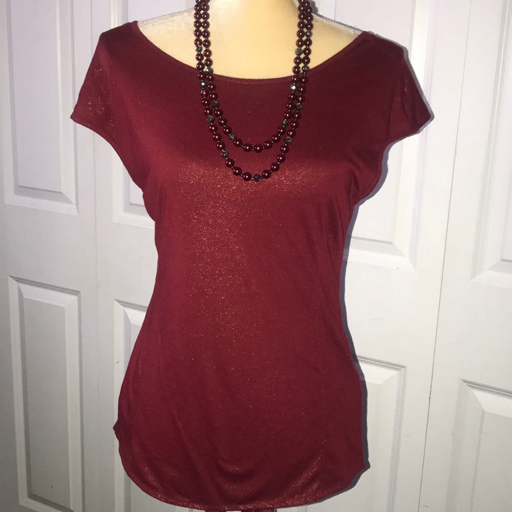 MINT Deep Rich Red Golden Sparkle High Low Top